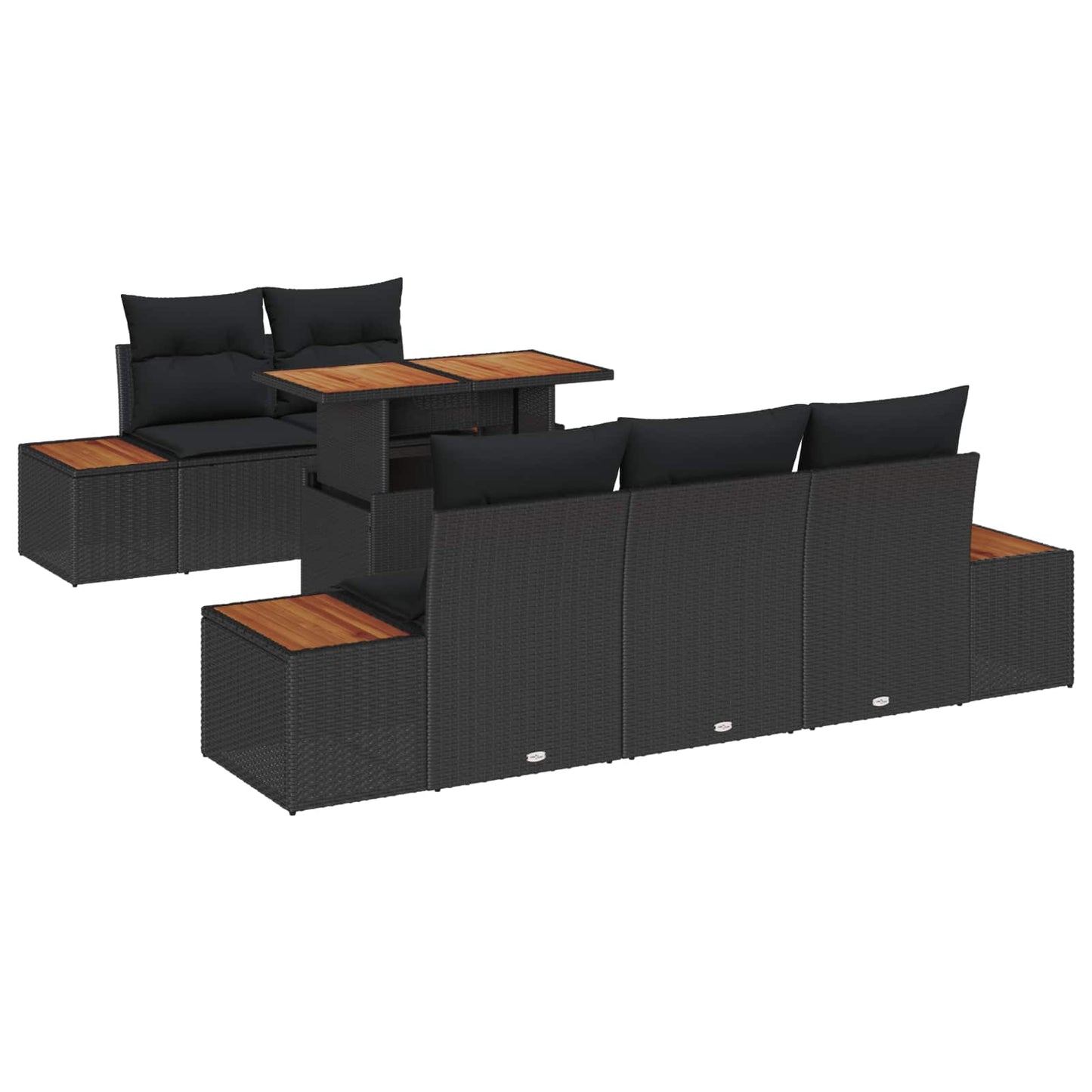 Tuin Sofa Set met opslag 6 pcs Zwart Poly riet is nu te koop bij PeponiXL, paradijselijk wonen!