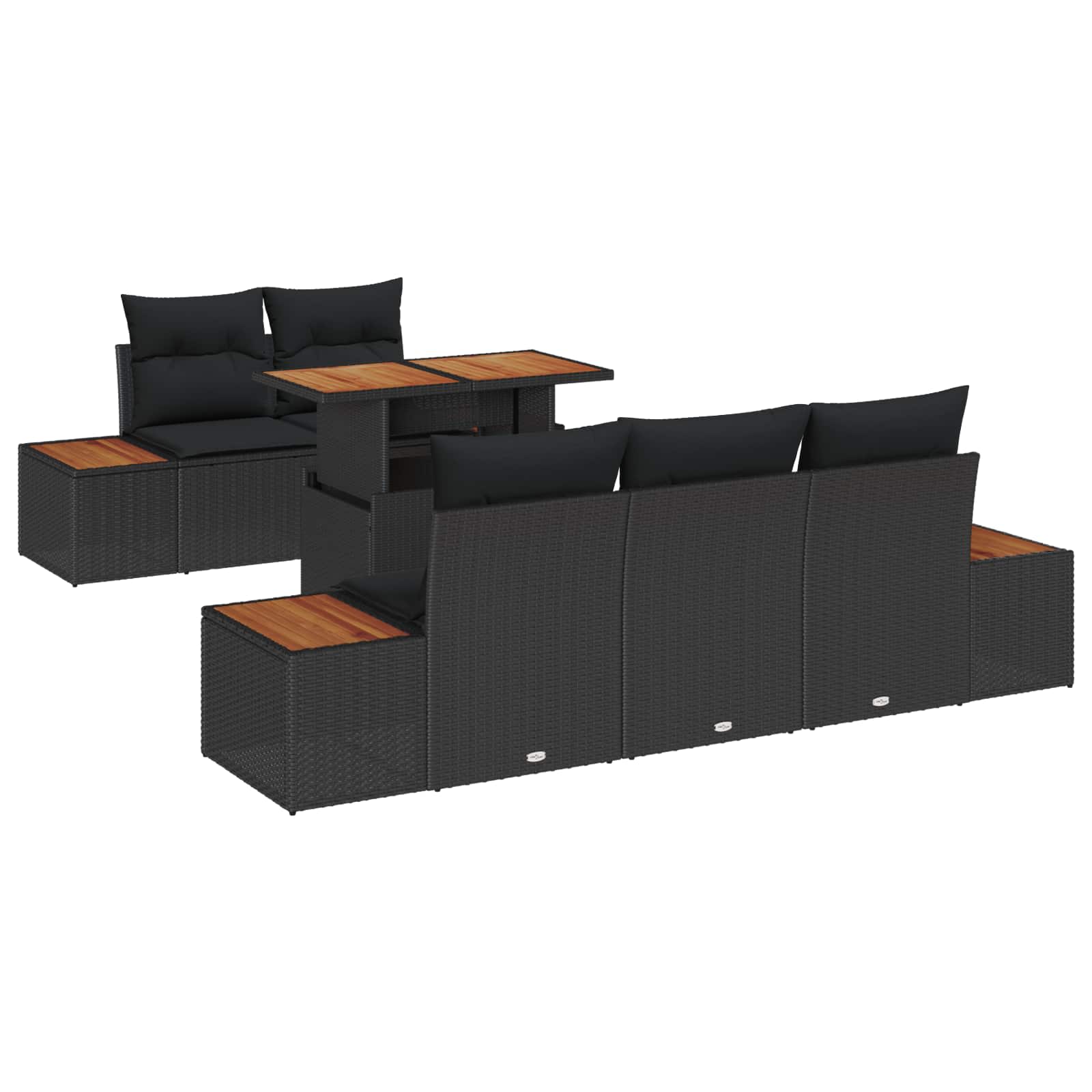 Tuin Sofa Set met opslag 6 pcs Zwart Poly riet is nu te koop bij PeponiXL, paradijselijk wonen!