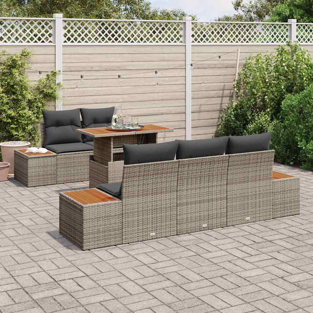 Tuin Sofa Set met opslag 6 pcs Grijs Poly riet is nu te koop bij PeponiXL, paradijselijk wonen!