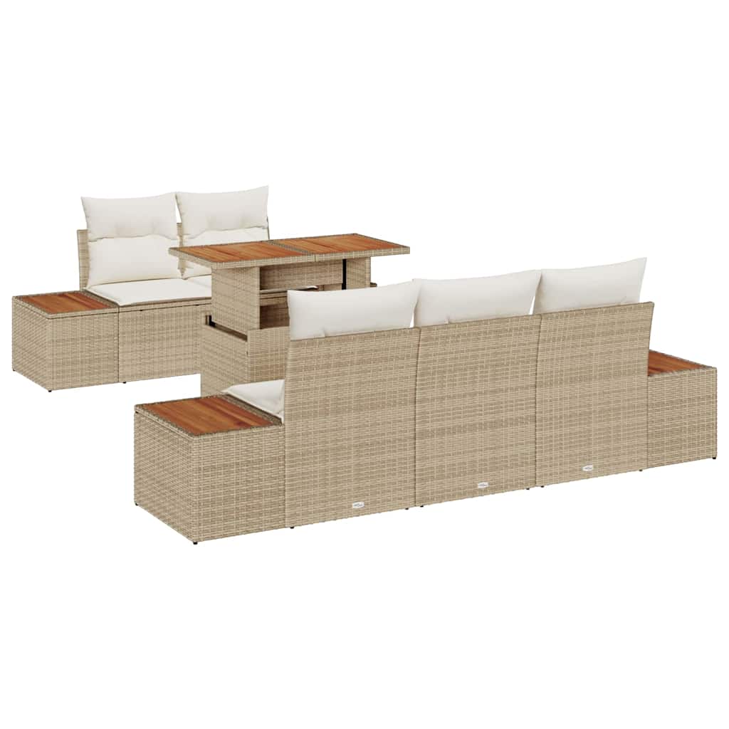 Tuin Sofa Set met opslag 6 pcs Beige Poly riet is nu te koop bij PeponiXL, paradijselijk wonen!