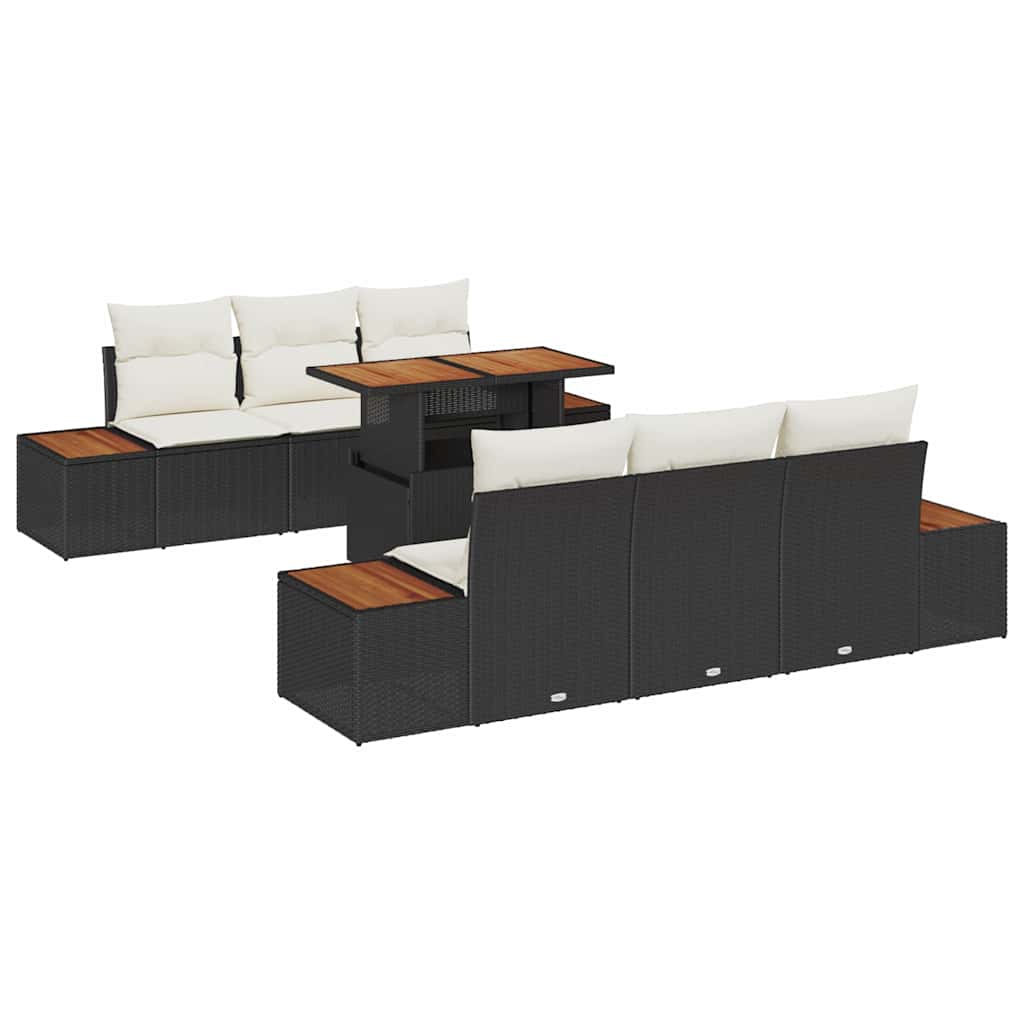 Tuin Sofa Set met opslag 7 pcs Zwart Poly riet is nu te koop bij PeponiXL, paradijselijk wonen!