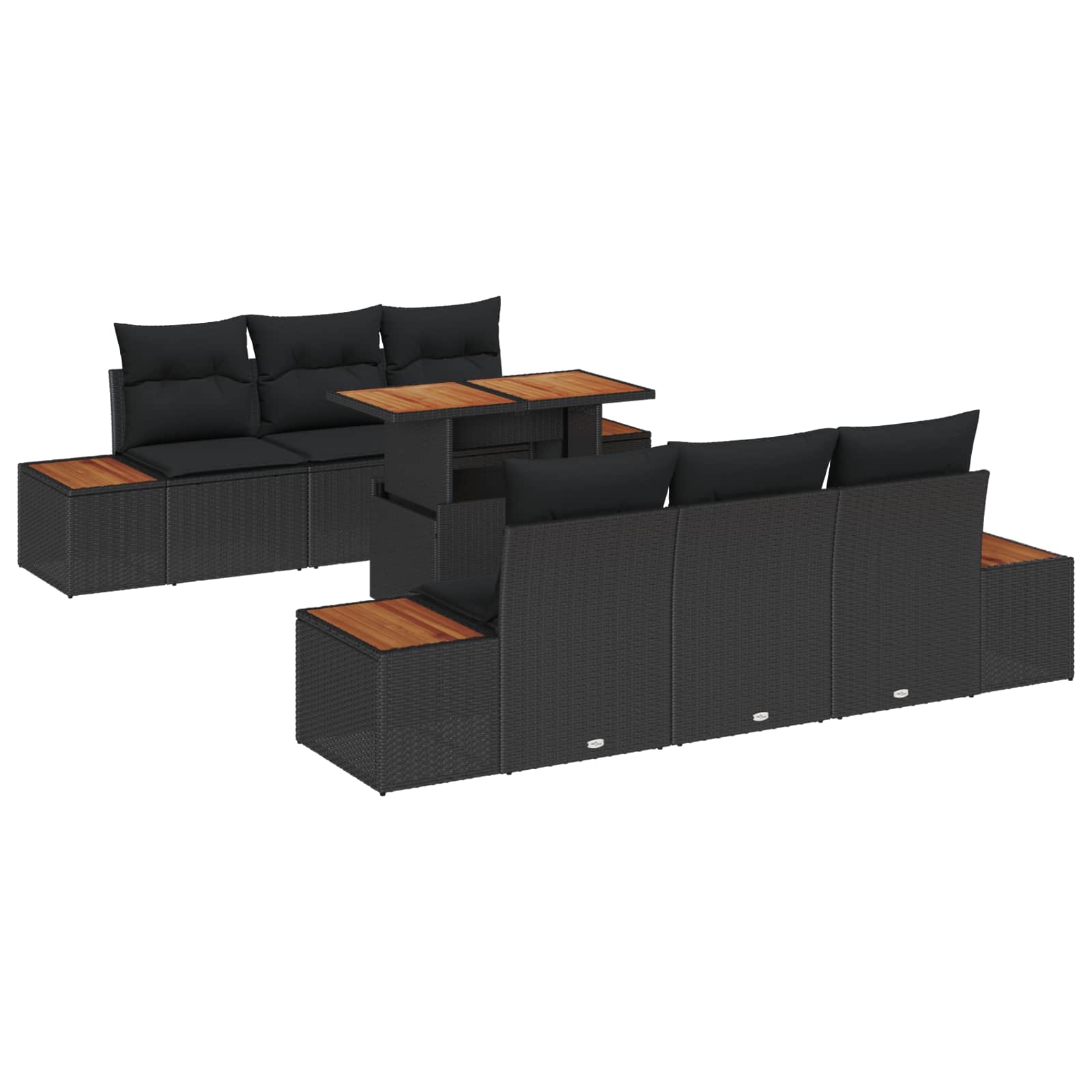 Tuin Sofa Set met opslag 7 pcs Zwart Poly riet is nu te koop bij PeponiXL, paradijselijk wonen!