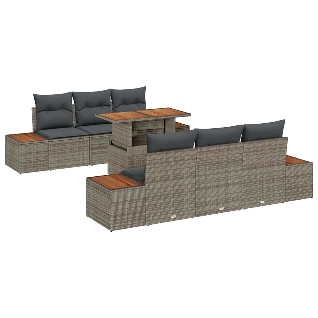 Tuin Sofa Set met opslag 7 pcs Grijs Poly riet is nu te koop bij PeponiXL, paradijselijk wonen!