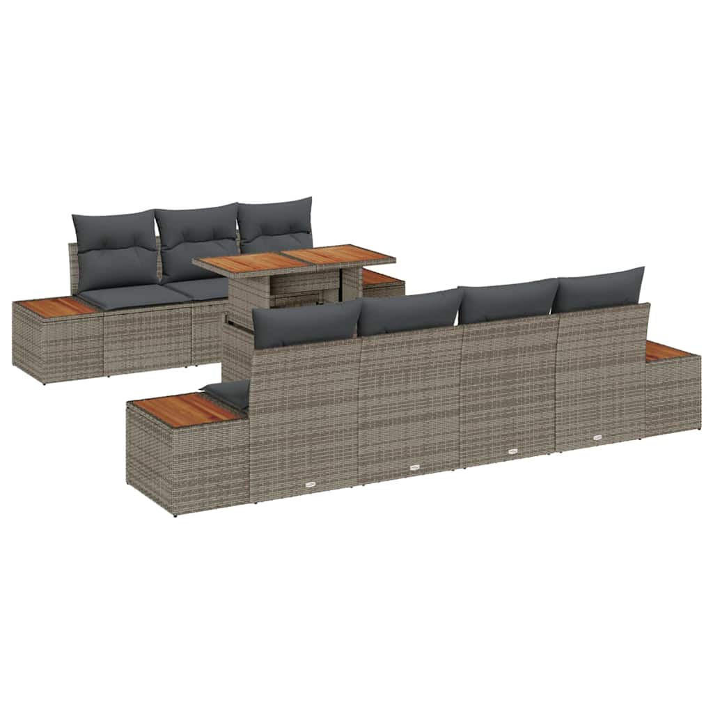 Tuin Sofa Set met opslag 8 pcs Grijs Poly riet is nu te koop bij PeponiXL, paradijselijk wonen!