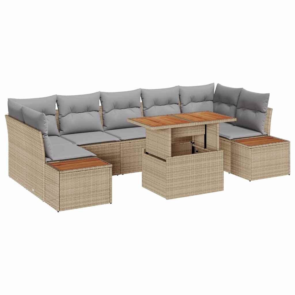 Tuin Sofa Set met opslag 8 pcs Beige Poly riet is nu te koop bij PeponiXL, paradijselijk wonen!