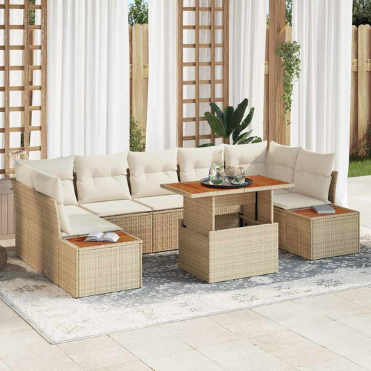 Tuin Sofa Set met opslag 8 pcs Beige Poly riet is nu te koop bij PeponiXL, paradijselijk wonen!