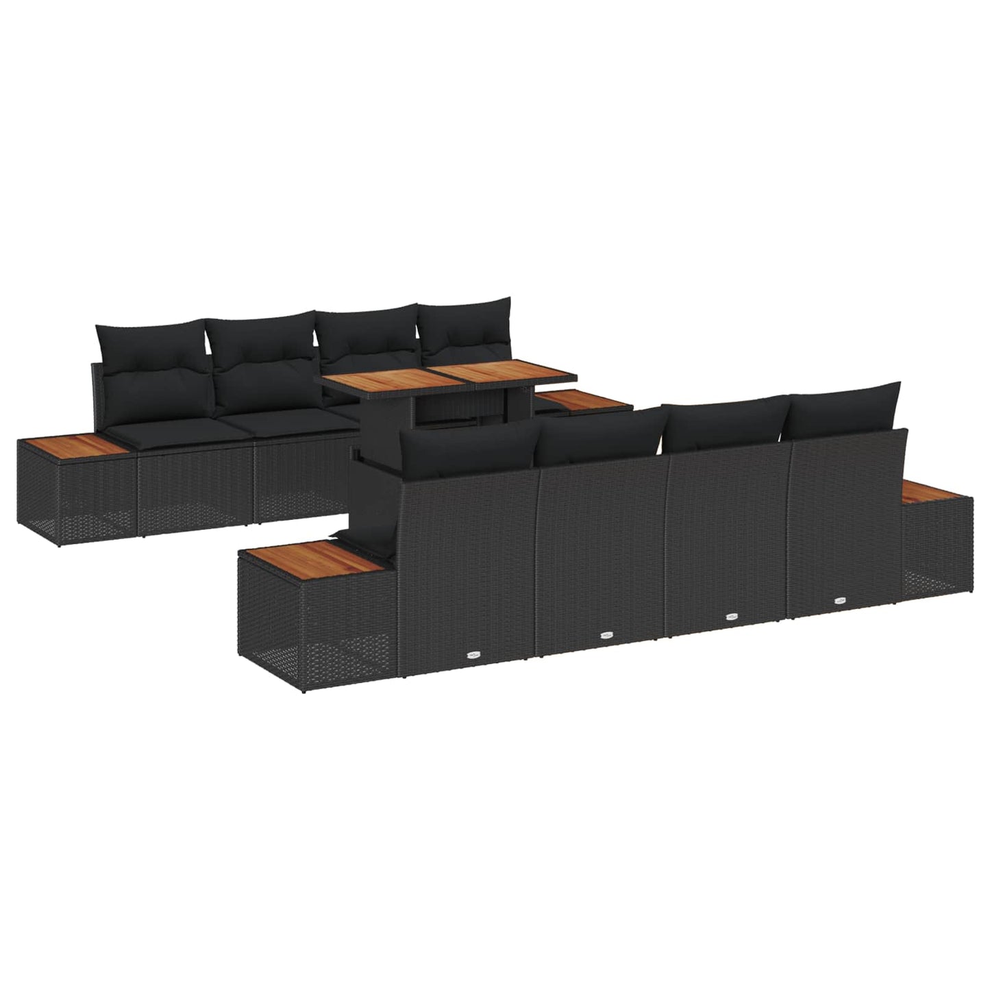 Tuin Sofa Set met opslag 9 pcs Zwart Poly riet is nu te koop bij PeponiXL, paradijselijk wonen!