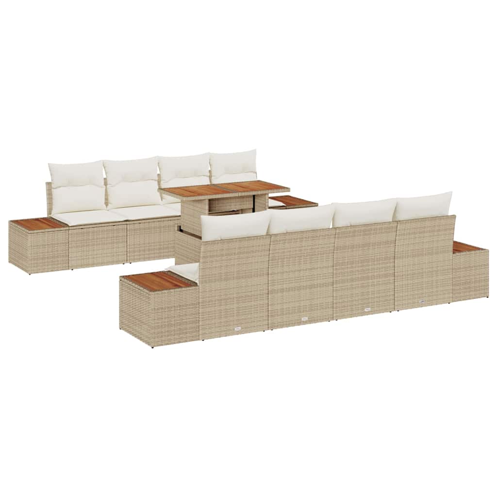 Tuin Sofa Set met opslag 9 pcs Beige Poly riet is nu te koop bij PeponiXL, paradijselijk wonen!