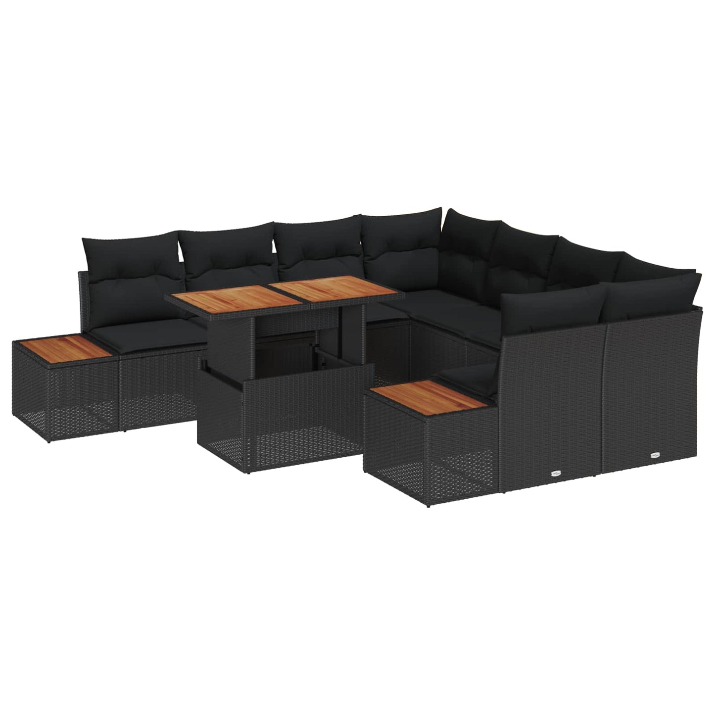 Tuin Sofa Set met opslag 9 pcs Zwart Poly riet is nu te koop bij PeponiXL, paradijselijk wonen!