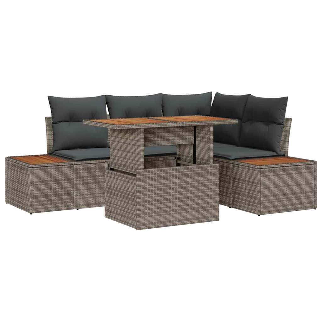 Tuin Sofa Set met opslag 5 pcs Grijs Poly riet is nu te koop bij PeponiXL, paradijselijk wonen!