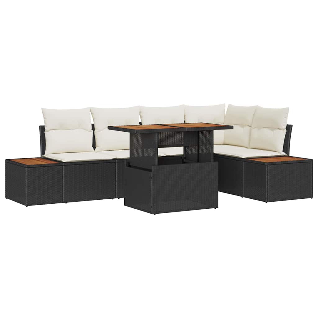 Tuin Sofa Set met opslag 6 pcs Zwart Poly riet is nu te koop bij PeponiXL, paradijselijk wonen!