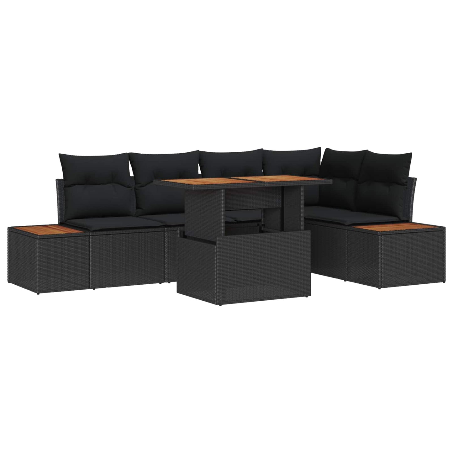 Tuin Sofa Set met opslag 6 pcs Zwart Poly riet is nu te koop bij PeponiXL, paradijselijk wonen!