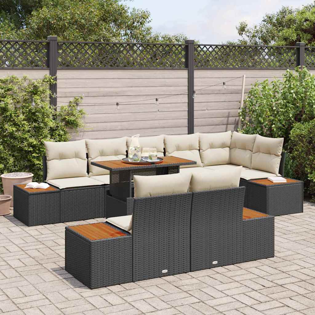 Tuin Sofa Set met opslag 9 pcs Zwart Poly riet is nu te koop bij PeponiXL, paradijselijk wonen!