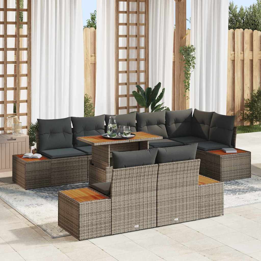 Tuin Sofa Set met opslag 9 pcs Grijs Poly riet is nu te koop bij PeponiXL, paradijselijk wonen!