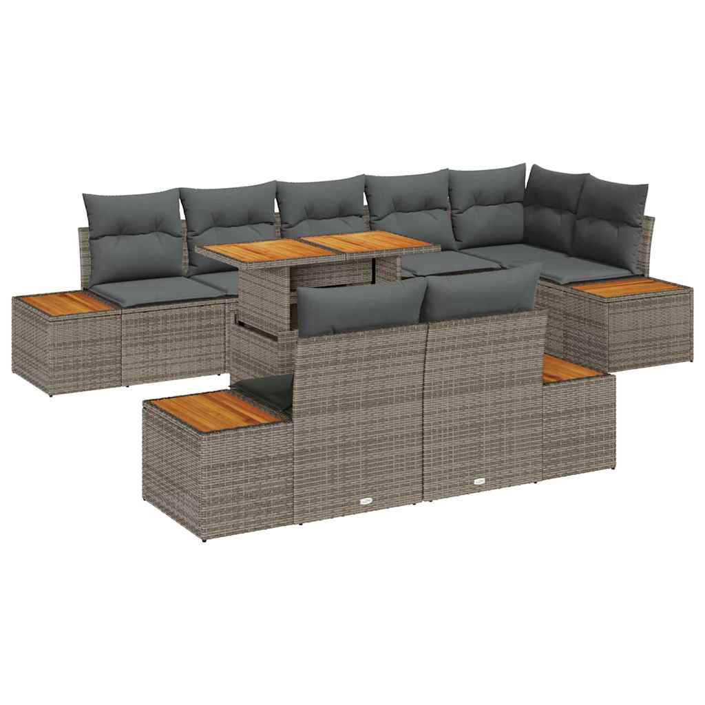 Tuin Sofa Set met opslag 9 pcs Grijs Poly riet is nu te koop bij PeponiXL, paradijselijk wonen!