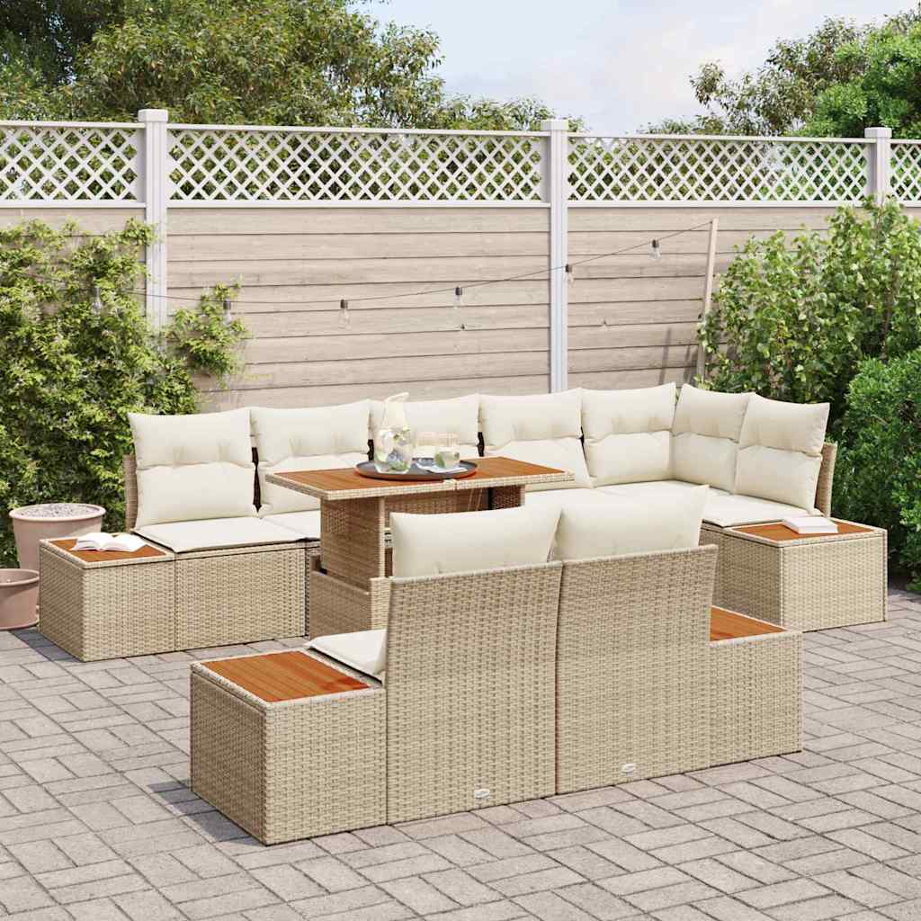 Tuin Sofa Set met opslag 9 pcs Beige Poly riet is nu te koop bij PeponiXL, paradijselijk wonen!