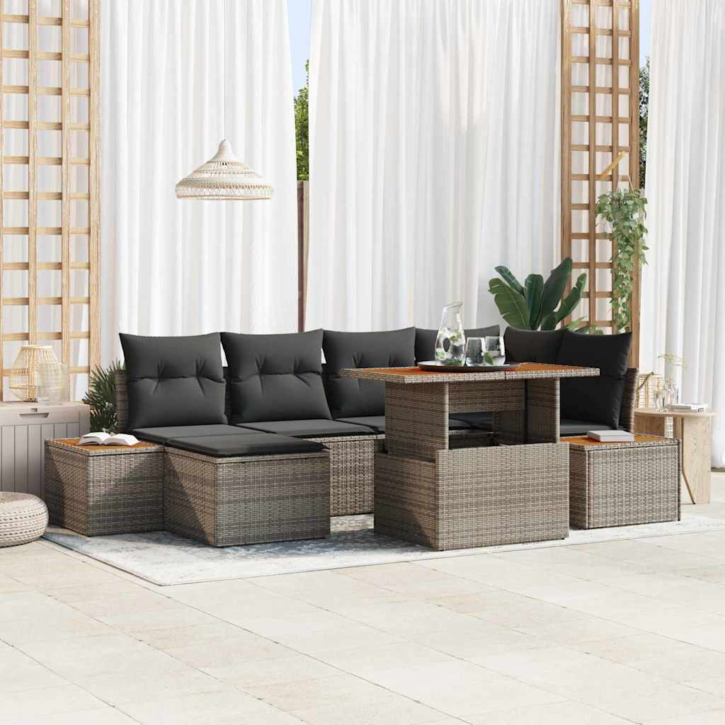 Tuin Sofa Set met opslag 7 pcs Grijs Poly riet is nu te koop bij PeponiXL, paradijselijk wonen!
