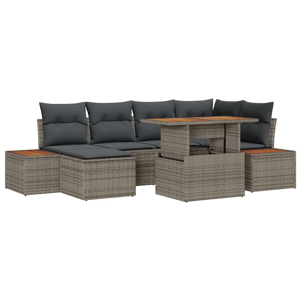Tuin Sofa Set met opslag 7 pcs Grijs Poly riet is nu te koop bij PeponiXL, paradijselijk wonen!