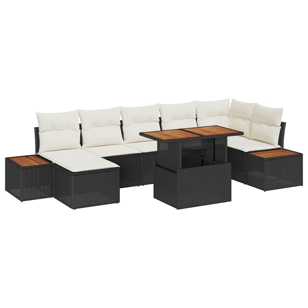 Tuin Sofa Set met opslag 8 pcs Zwart Poly riet is nu te koop bij PeponiXL, paradijselijk wonen!