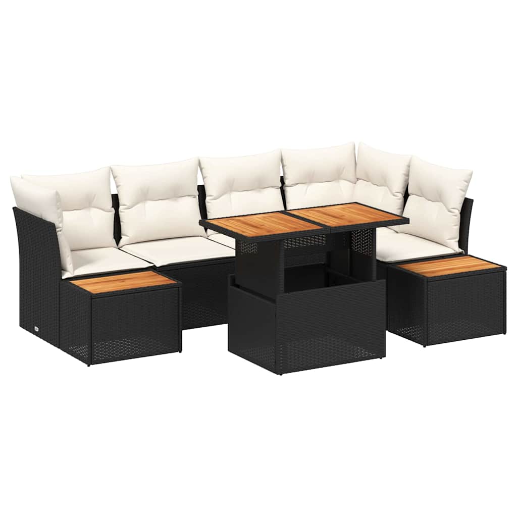 Tuin Sofa Set met opslag 10 pcs Zwart Poly riet is nu te koop bij PeponiXL, paradijselijk wonen!