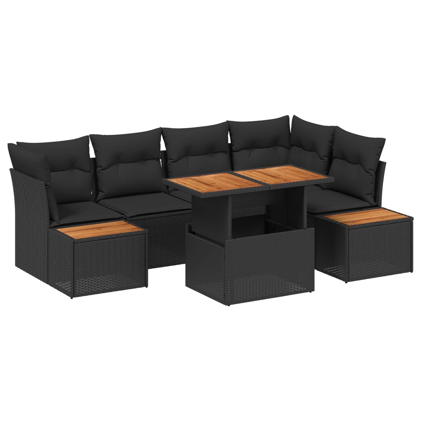 Tuin Sofa Set met opslag 10 pcs Zwart Poly riet is nu te koop bij PeponiXL, paradijselijk wonen!