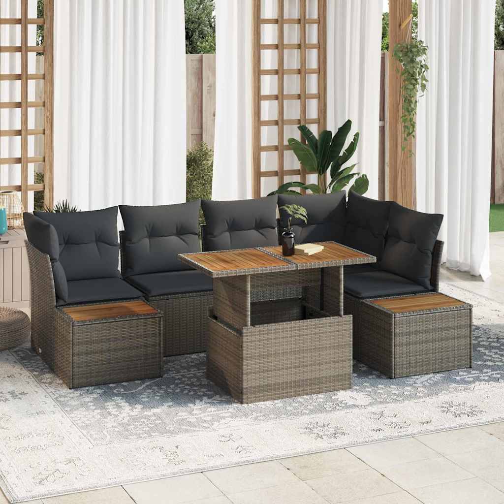 Tuin Sofa Set met opslag 10 pcs Grijs Poly riet is nu te koop bij PeponiXL, paradijselijk wonen!