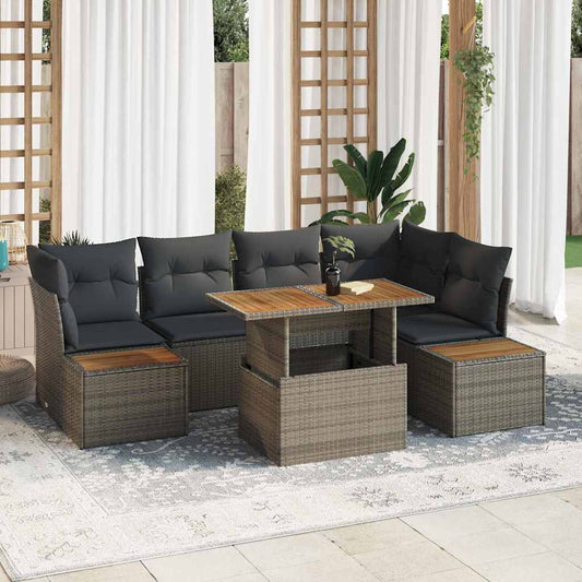 Tuin Sofa Set met opslag 10 pcs Grijs Poly riet is nu te koop bij PeponiXL, paradijselijk wonen!