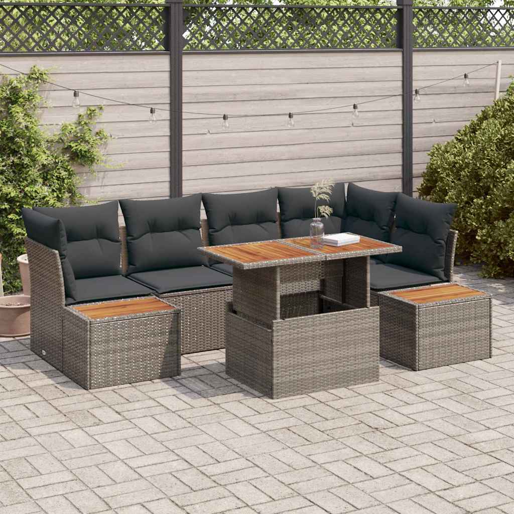 Tuin Sofa Set met opslag 10 pcs Grijs Poly riet is nu te koop bij PeponiXL, paradijselijk wonen!