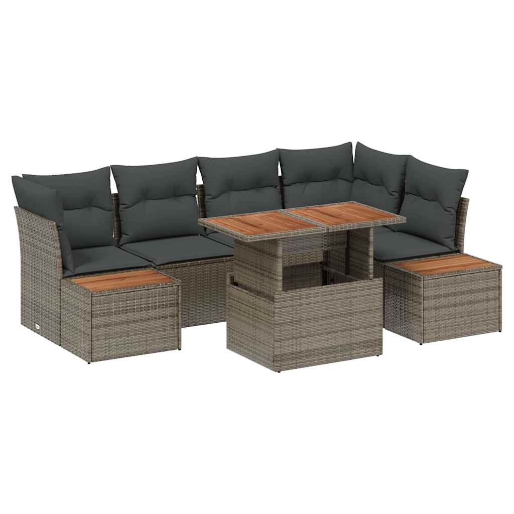 Tuin Sofa Set met opslag 10 pcs Grijs Poly riet is nu te koop bij PeponiXL, paradijselijk wonen!