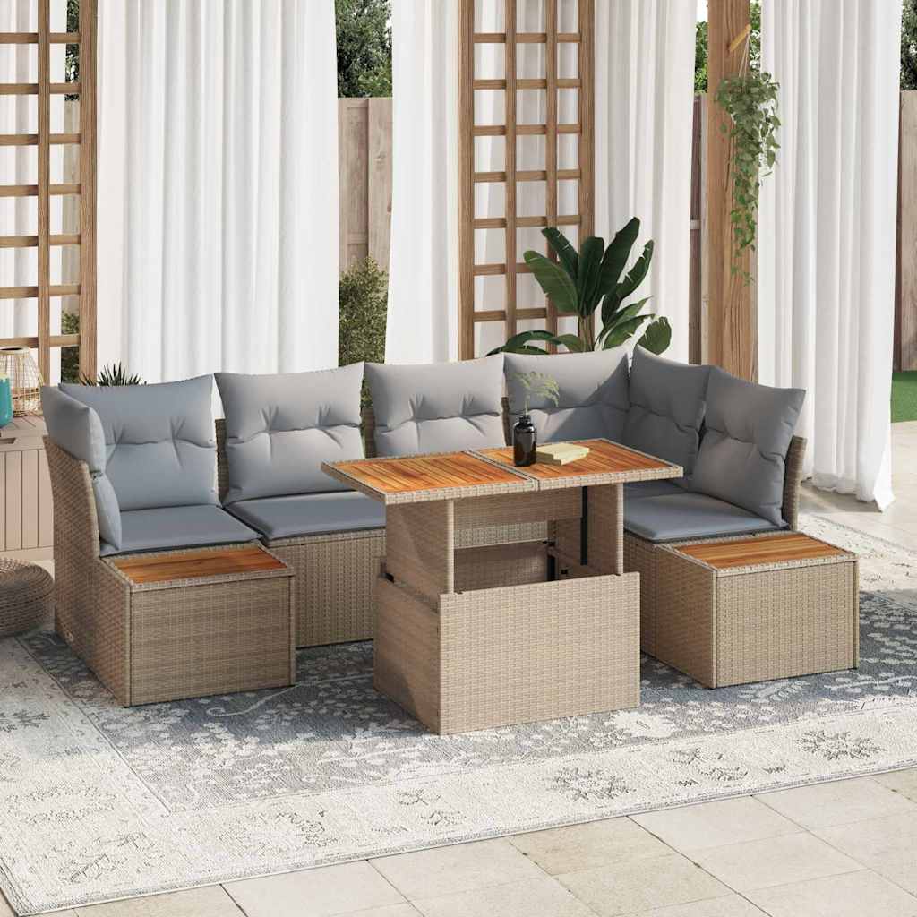 Tuin Sofa Set met opslag 10 pcs Beige Poly riet is nu te koop bij PeponiXL, paradijselijk wonen!