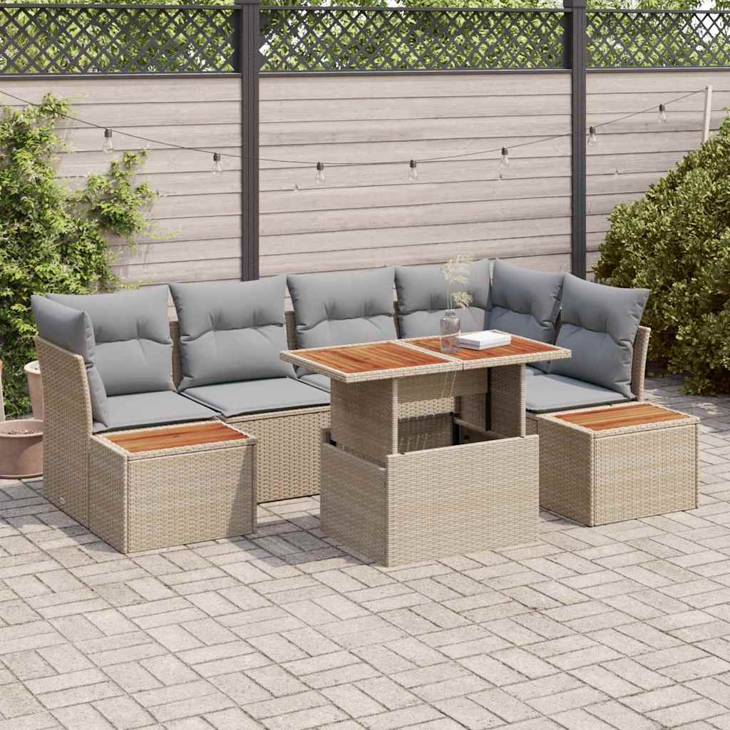 Tuin Sofa Set met opslag 10 pcs Beige Poly riet is nu te koop bij PeponiXL, paradijselijk wonen!