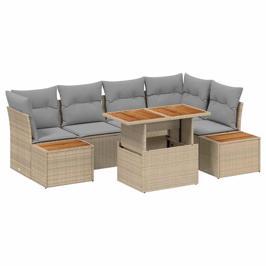 Tuin Sofa Set met opslag 10 pcs Beige Poly riet is nu te koop bij PeponiXL, paradijselijk wonen!