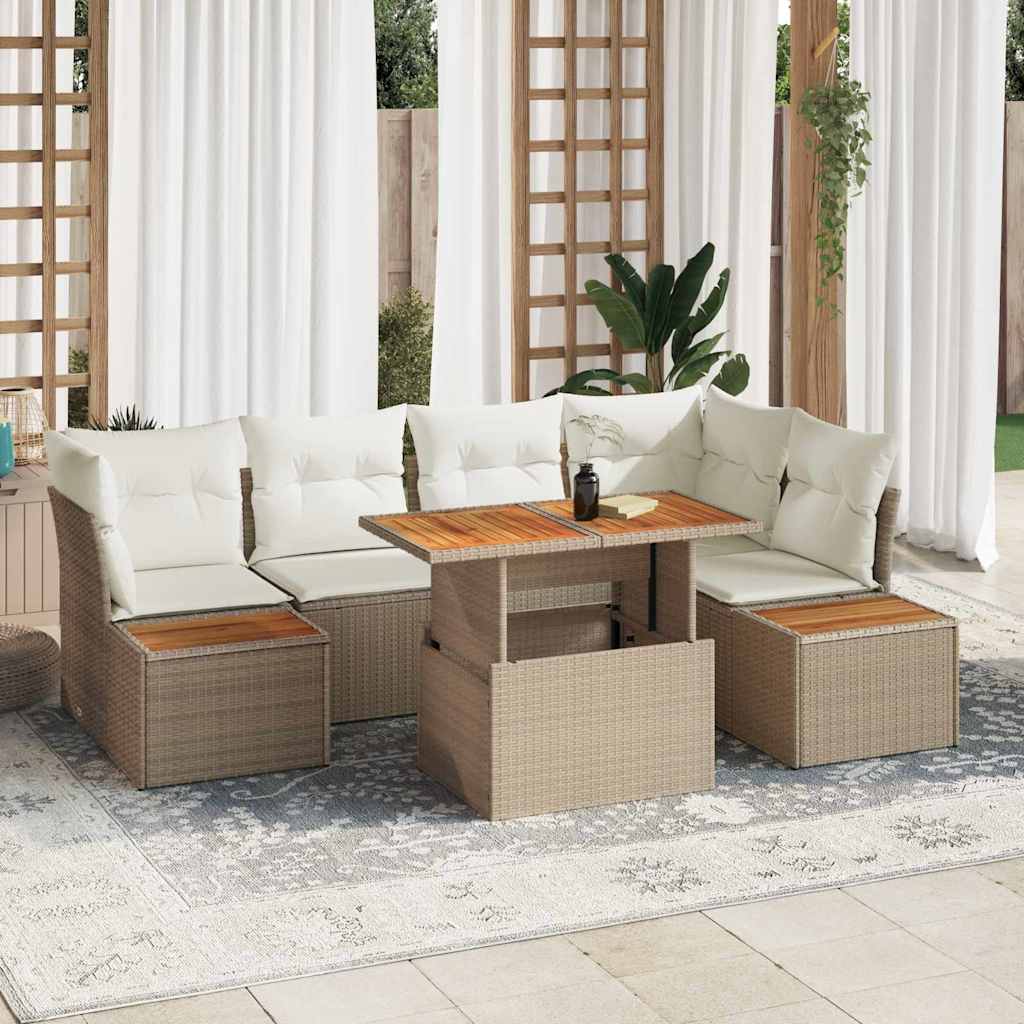 Tuin Sofa Set met opslag 10 pcs Beige Poly riet is nu te koop bij PeponiXL, paradijselijk wonen!