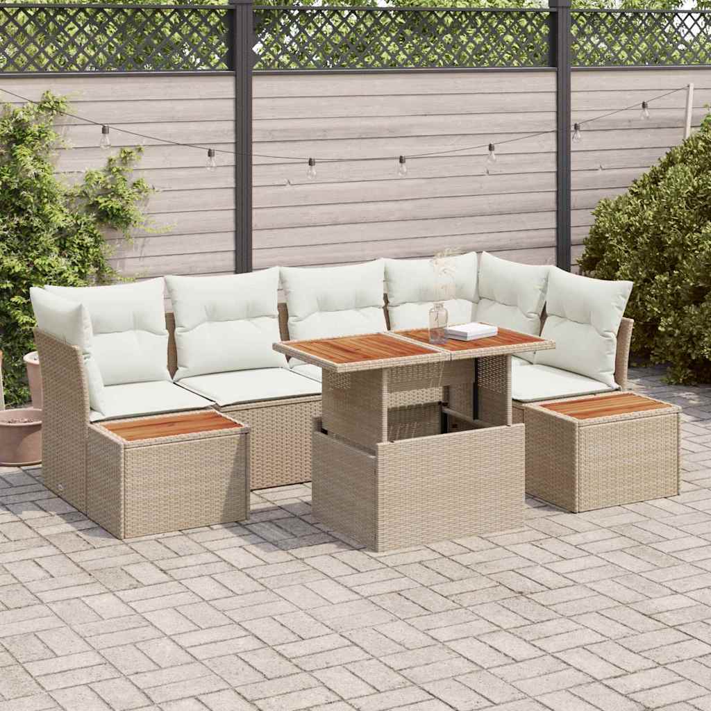 Tuin Sofa Set met opslag 10 pcs Beige Poly riet is nu te koop bij PeponiXL, paradijselijk wonen!