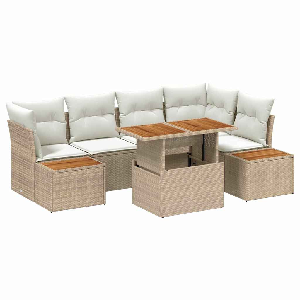 Tuin Sofa Set met opslag 10 pcs Beige Poly riet is nu te koop bij PeponiXL, paradijselijk wonen!