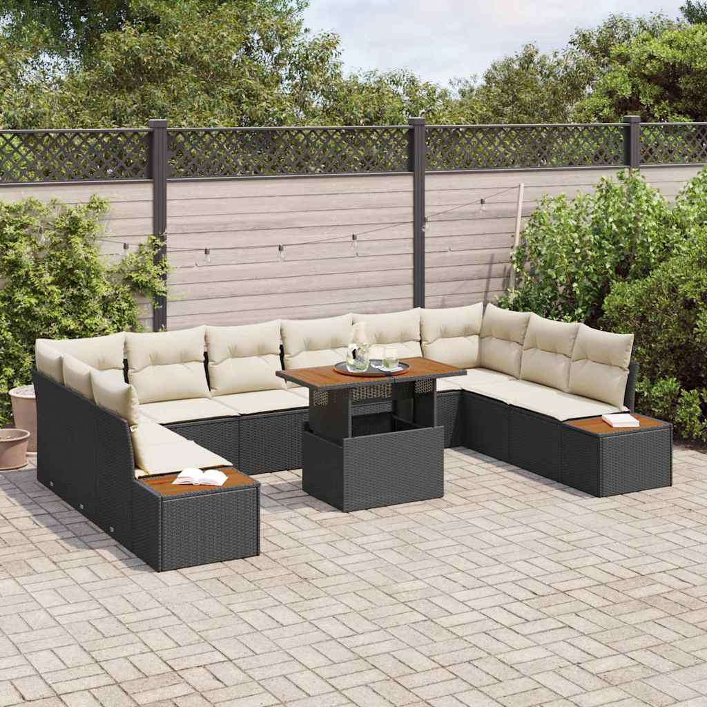 Tuin Sofa Set met opslag 11 pcs Zwart Poly riet is nu te koop bij PeponiXL, paradijselijk wonen!