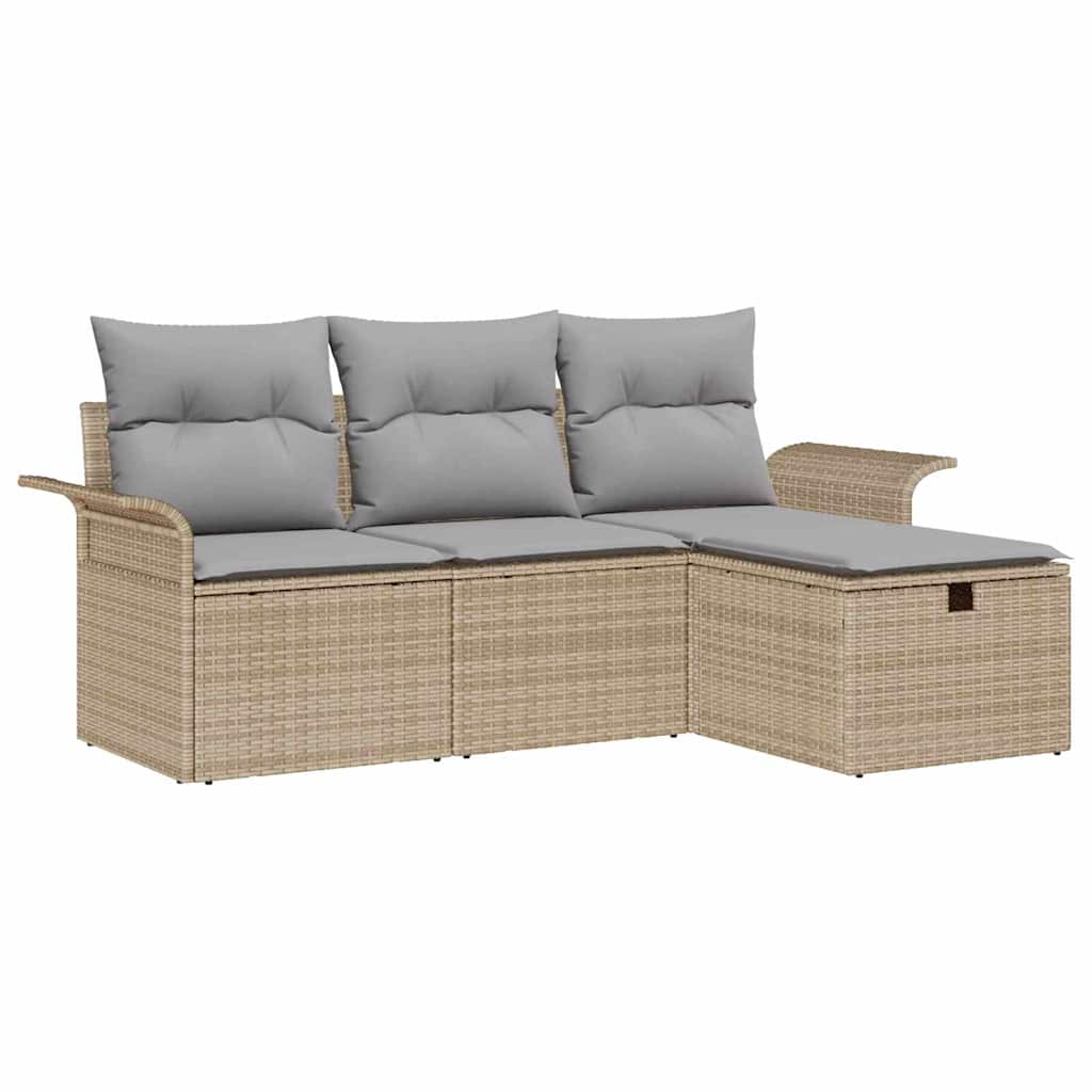 Tuin Sofa Set met kussen 4 pcs Beige en Licht Grijs poly rattan is nu te koop bij PeponiXL, paradijselijk wonen!