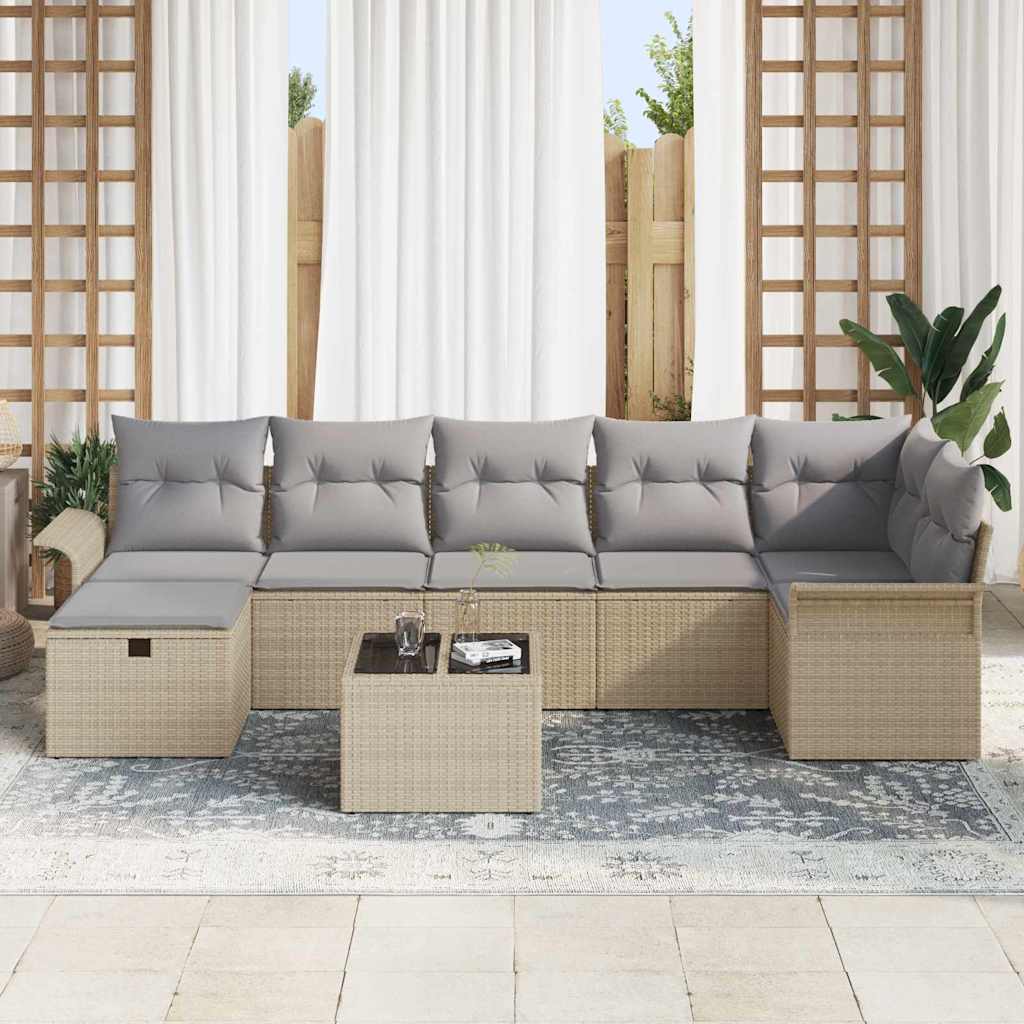 Tuin Sofa Set 8 st Beige en Licht Grijs poly rattan