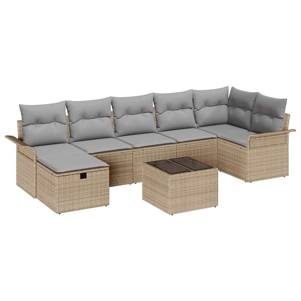 Tuin Sofa Set 8 st Beige en Licht Grijs poly rattan