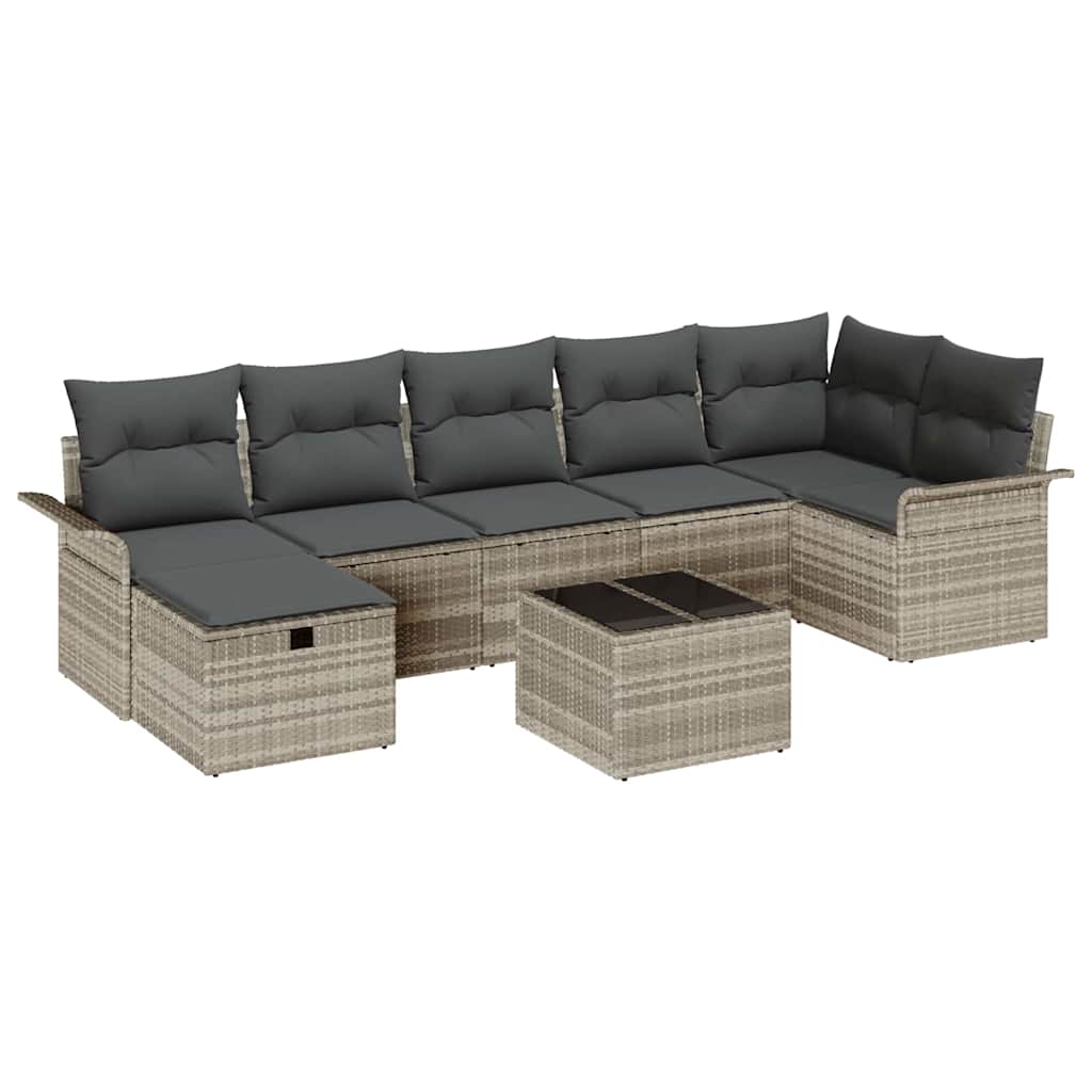 Tuin Sofa Set met kussen 8 pcs Lichtgrijs poly rattan is nu te koop bij PeponiXL, paradijselijk wonen!