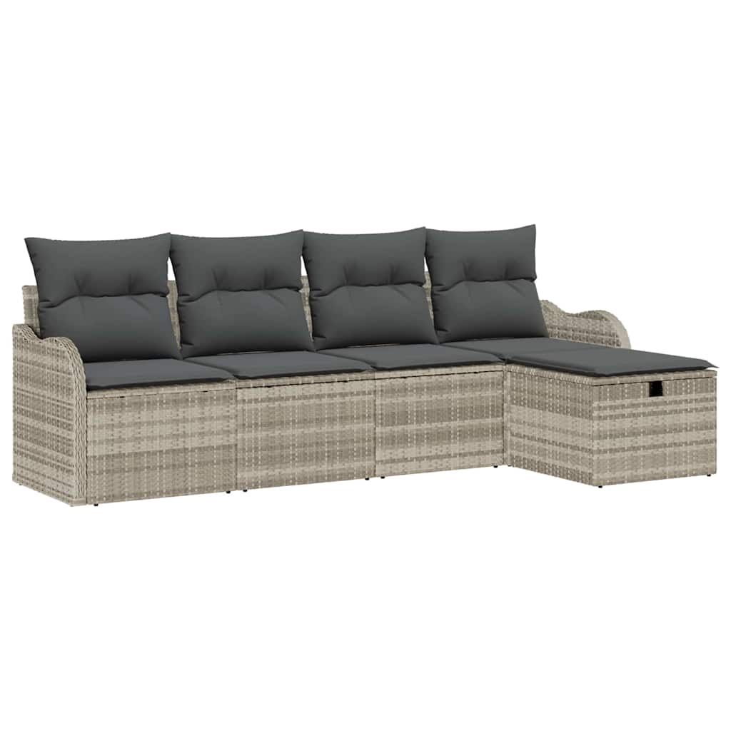 Tuin Sofa Set 5 st 4-Aantal zitplaatsen Lichtgrijs poly rattan