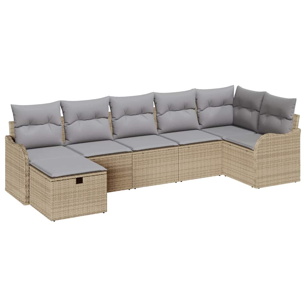 Bankstel 7 st 7-Aantal zitplaatsen Beige en Licht Grijs