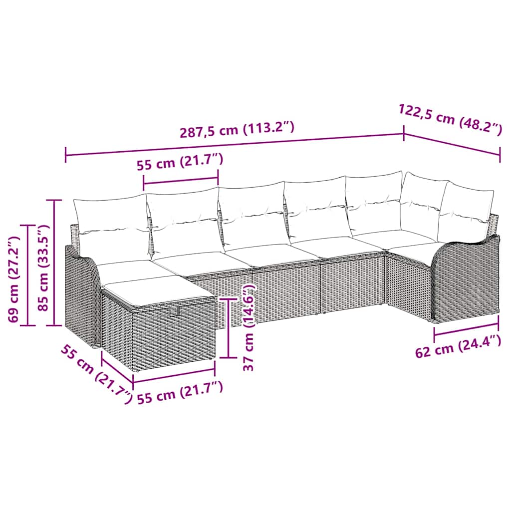 Bankstel met kussen met opslag Beige en Crème poly rattan is nu te koop bij PeponiXL, paradijselijk wonen!