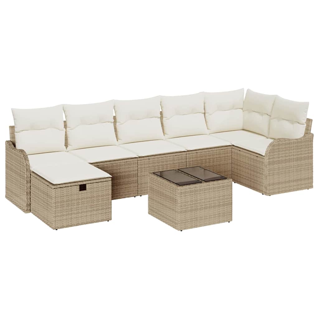 Bankstel met kussen met opslag Beige en Crème poly rattan is nu te koop bij PeponiXL, paradijselijk wonen!