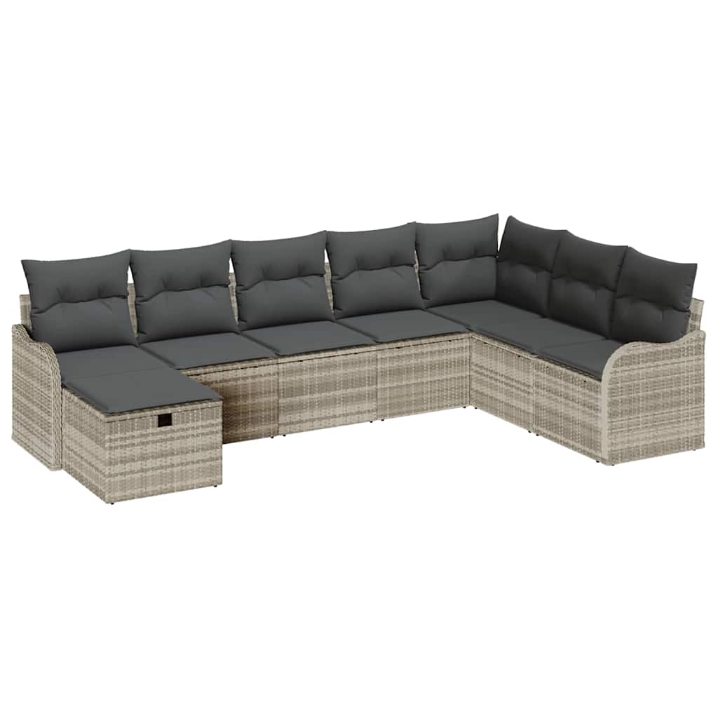Bankstel met kussen met opslag 8 pcs Lichtgrijs poly rattan is nu te koop bij PeponiXL, paradijselijk wonen!
