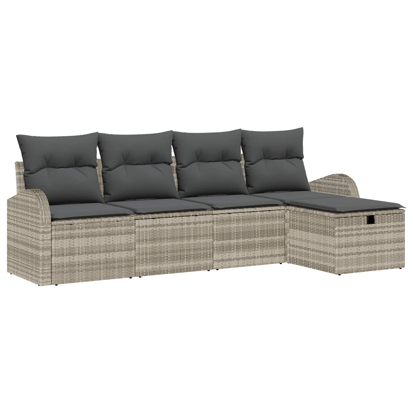 Bankstel met kussen met opslag Lichtgrijs poly rattan is nu te koop bij PeponiXL, paradijselijk wonen!