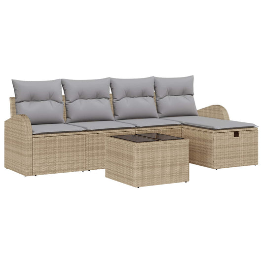 Bankstel met kussen met opslag Beige en Licht Grijs poly rattan is nu te koop bij PeponiXL, paradijselijk wonen!