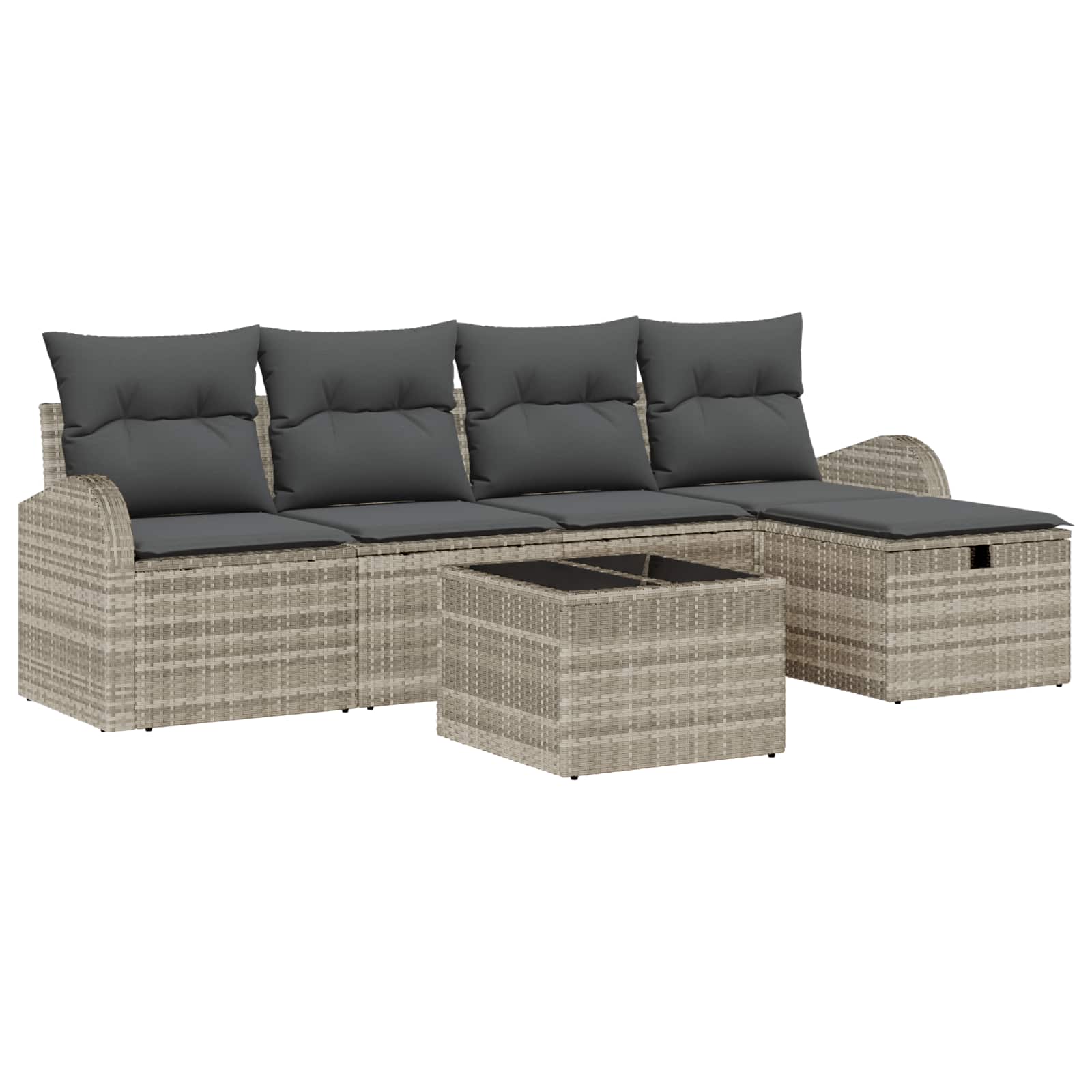 Bankstel met kussen met opslag 6 pcs Lichtgrijs poly rattan is nu te koop bij PeponiXL, paradijselijk wonen!