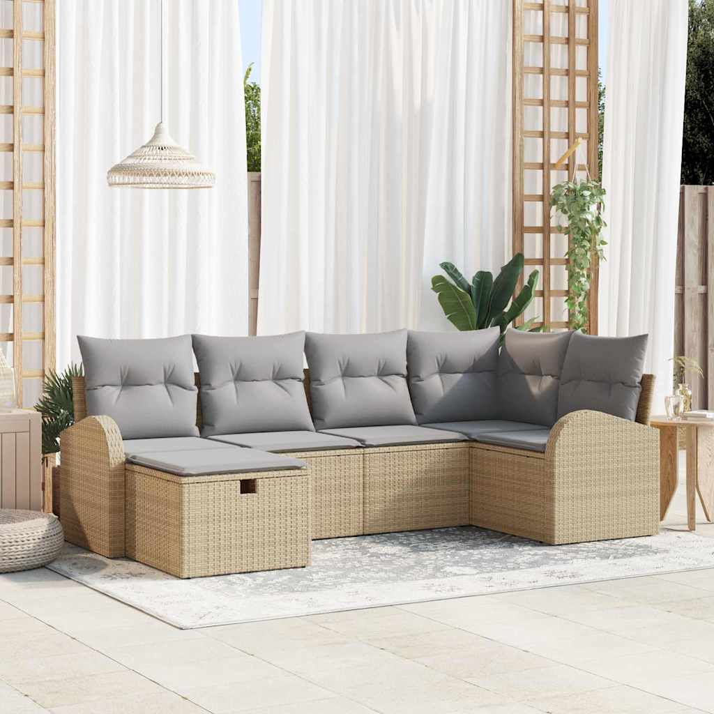 Bankstel met kussen met opslag Beige en Licht Grijs poly rattan is nu te koop bij PeponiXL, paradijselijk wonen!