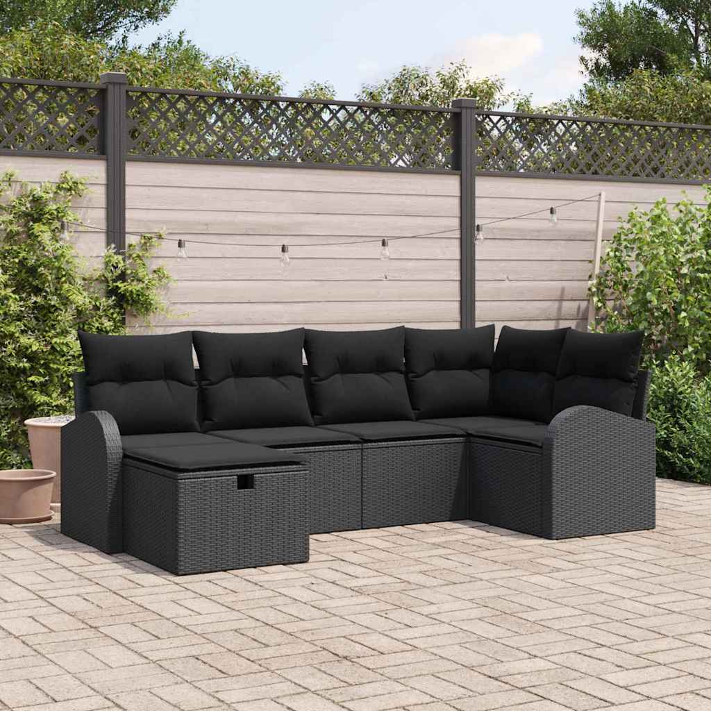 Bankstel met kussen met opslag Zwart poly rattan is nu te koop bij PeponiXL, paradijselijk wonen!